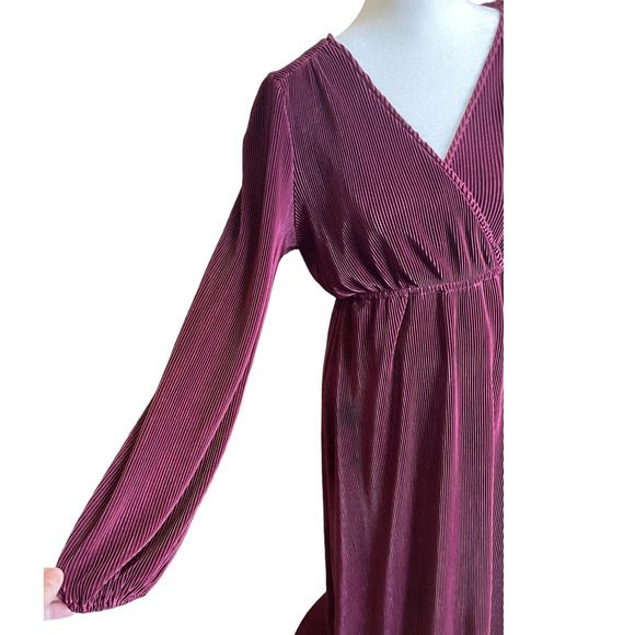 Baltic Born Venus Pleated Maxi Dress Burgundy Women’s Size Small Wedding Elegant - Picture 5 of 10